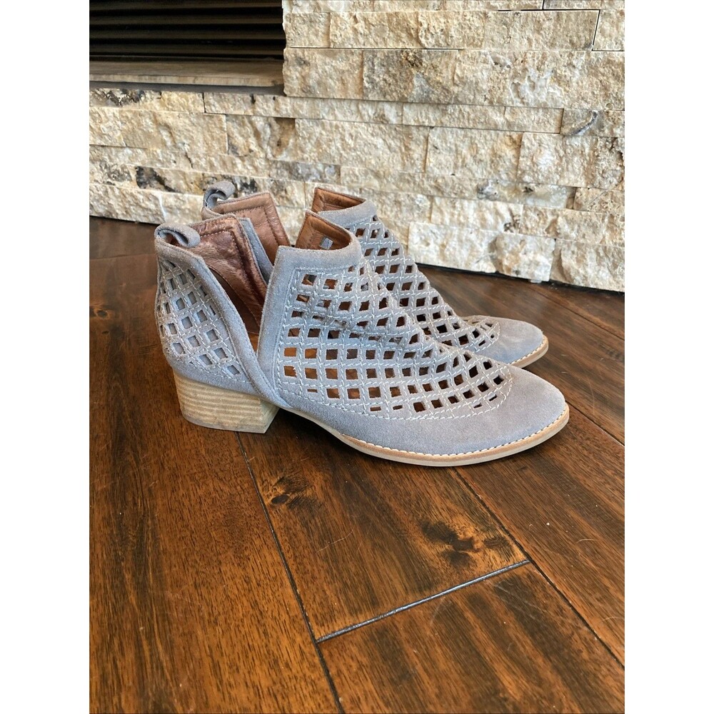 Jeffery Campbell Taggert Perforated Suede Bootie Grey Size US 10